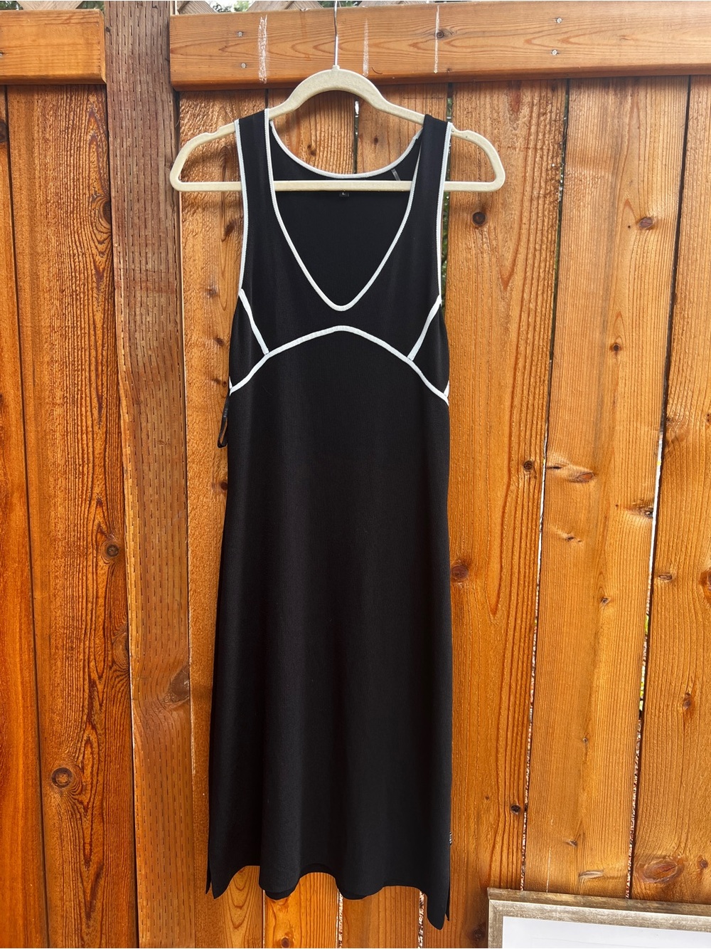BCBGMaxAzria Black Slip Dress with White Piping